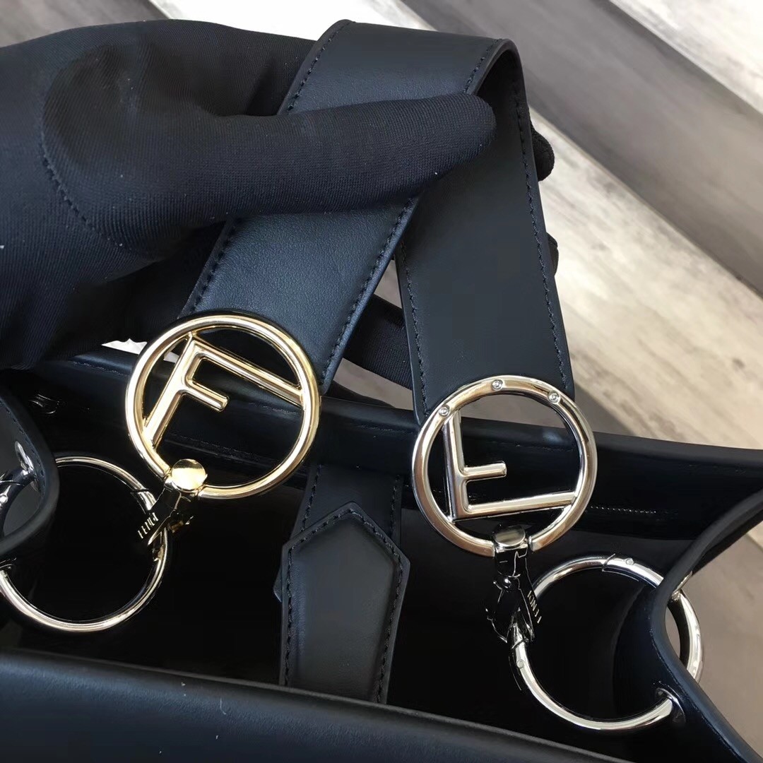 F**di small runaway bag in black calfskin leather