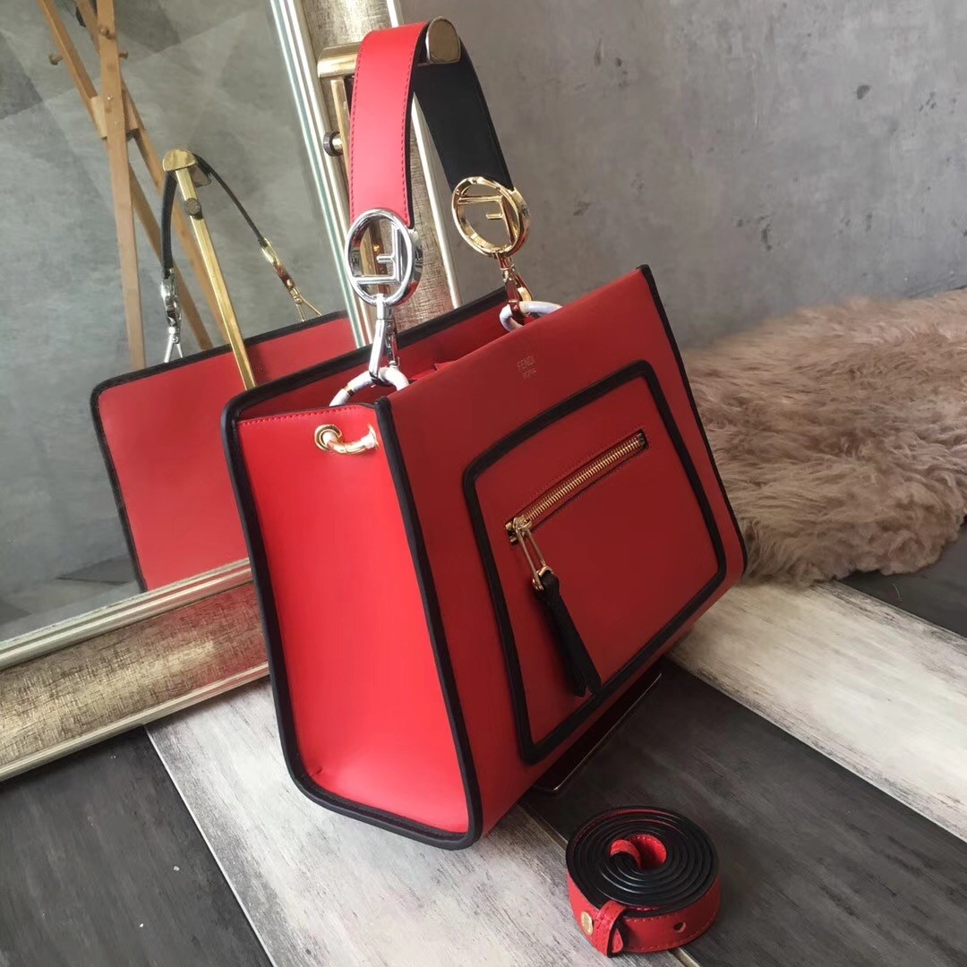 F**di small runaway bag in red calfskin leather