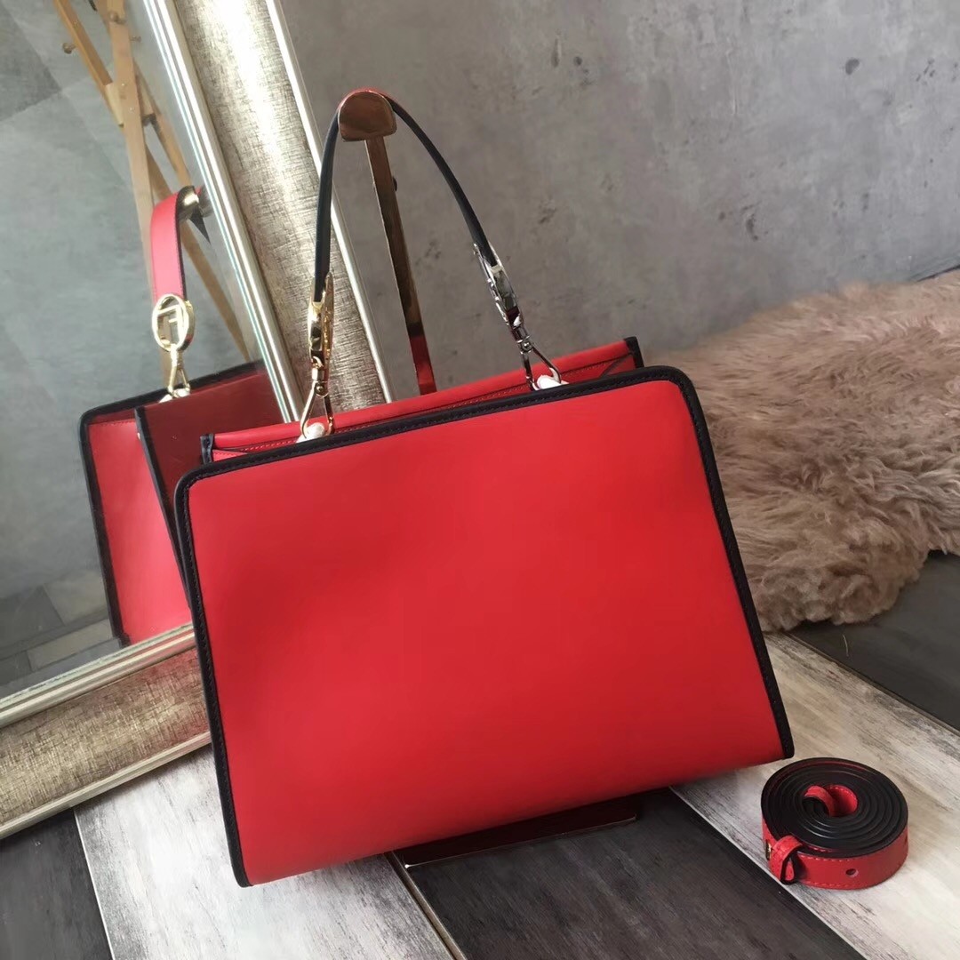 F**di small runaway bag in red calfskin leather