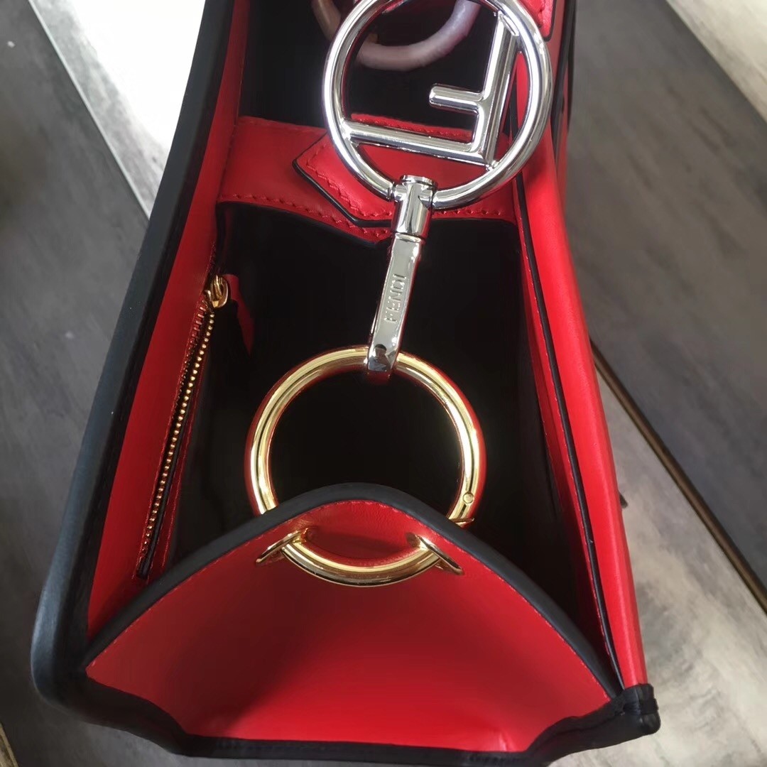 F**di small runaway bag in red calfskin leather
