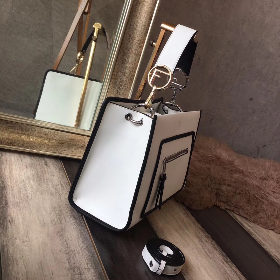 F**di small runaway bag in white calfskin leather