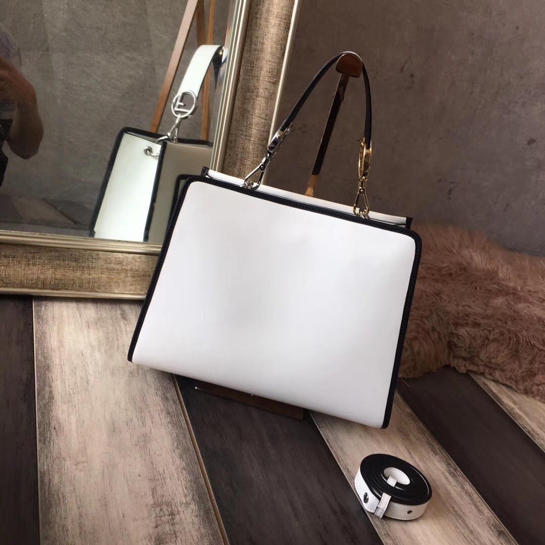 F**di small runaway bag in white calfskin leather