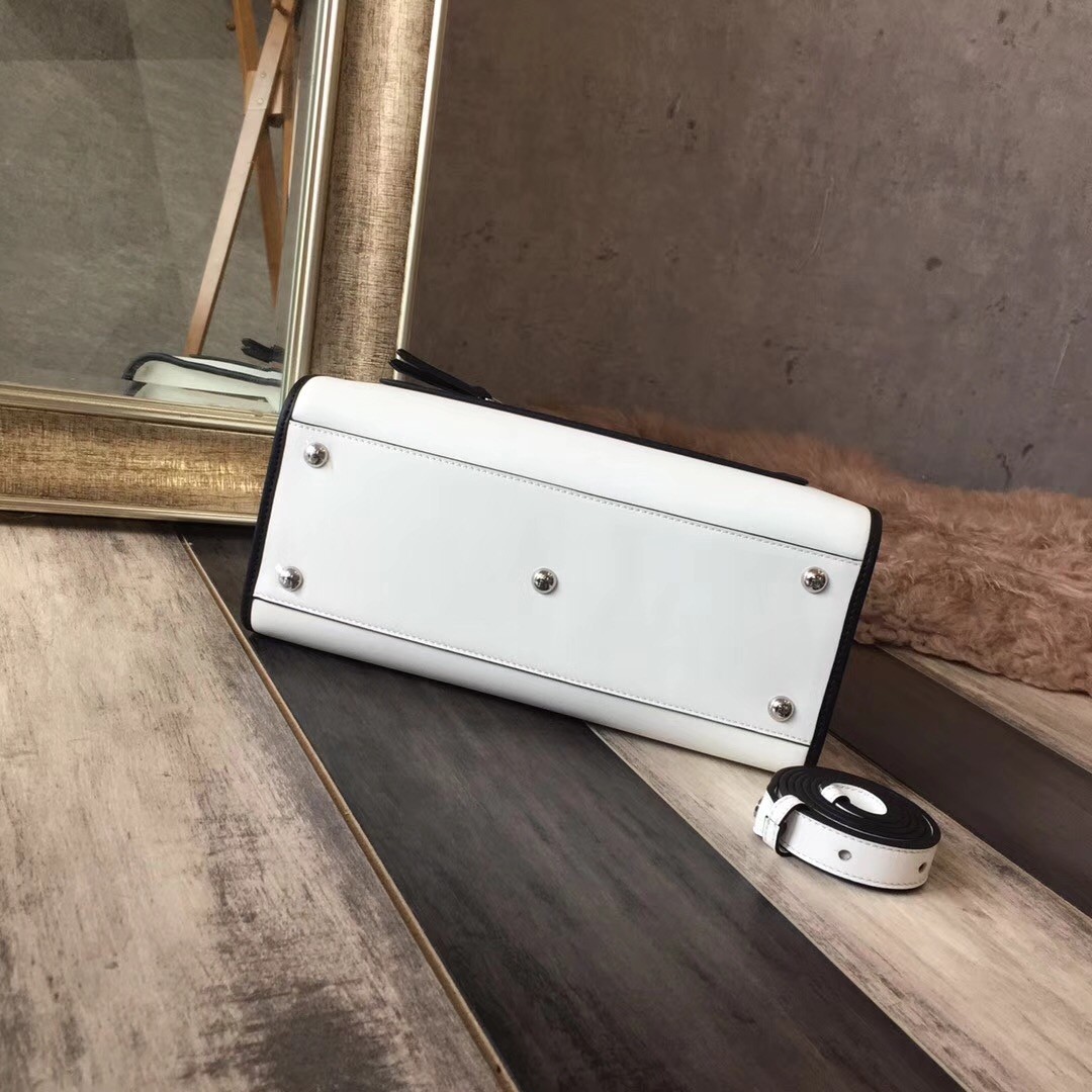 F**di small runaway bag in white calfskin leather