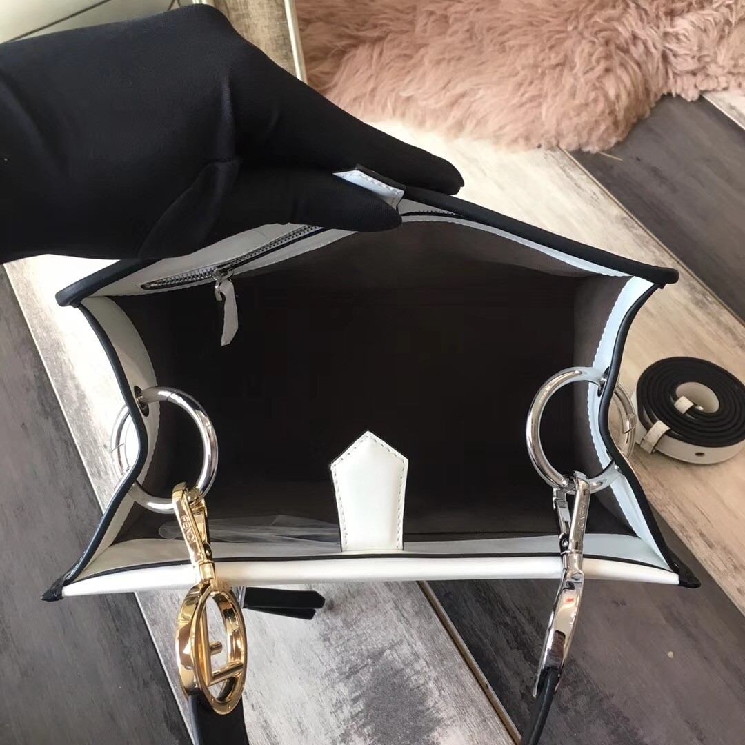 F**di small runaway bag in white calfskin leather
