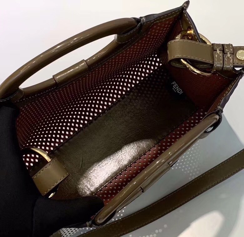 F**di small runaway shopper bag in white perforated calfskin