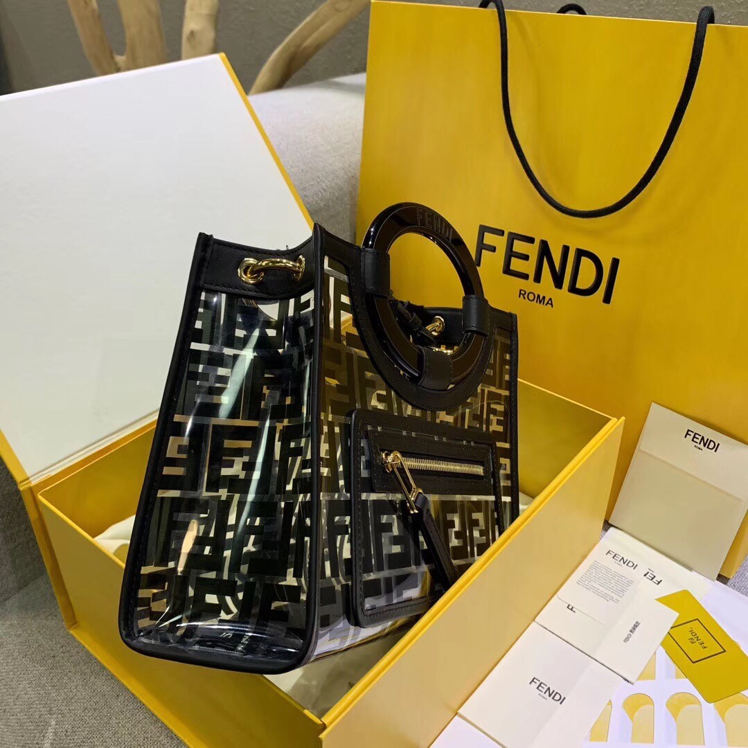 F**di black small pu runaway shopper bag