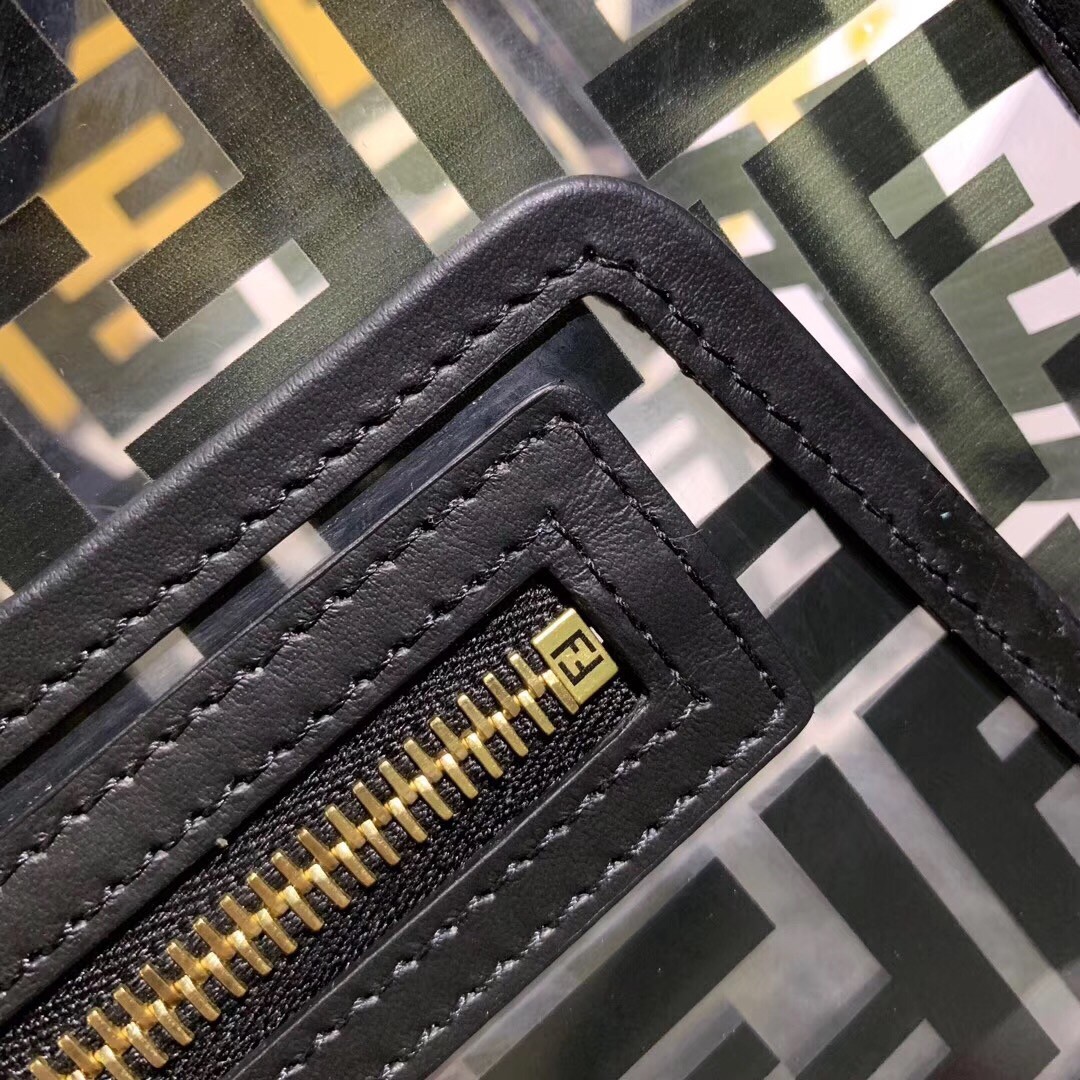F**di black small pu runaway shopper bag