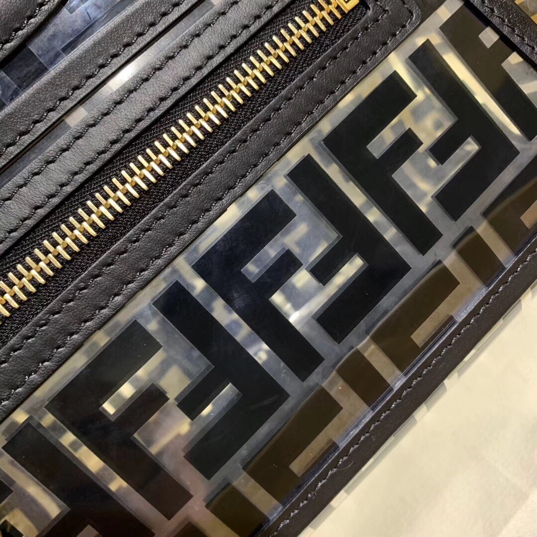 F**di black small pu runaway shopper bag