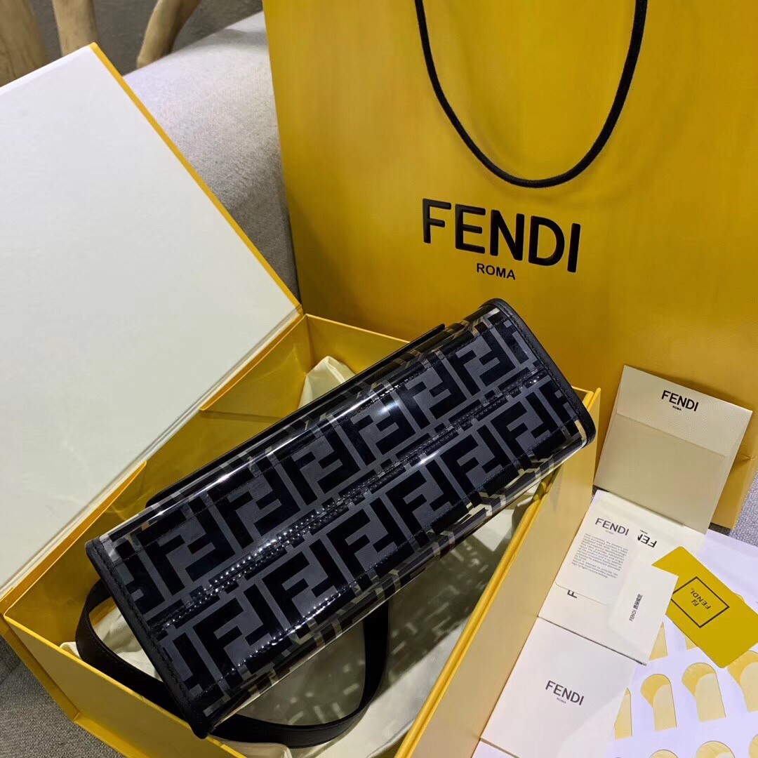 F**di black small pu runaway shopper bag