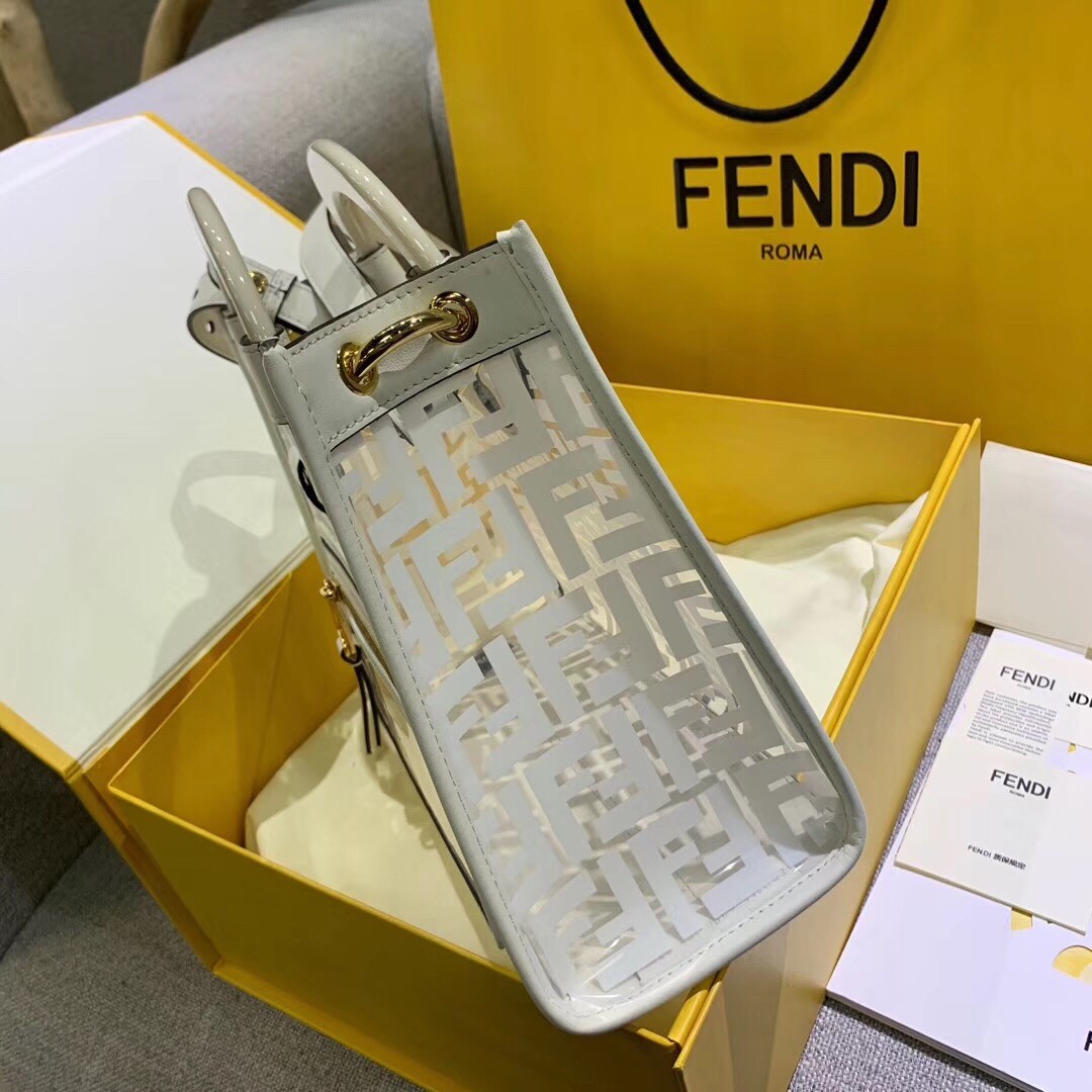 F**di white small pu runaway shopper bag