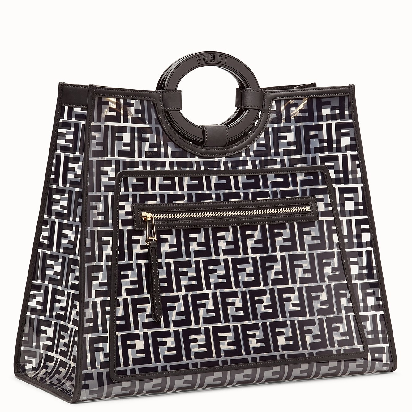 F**di black large pu runaway shopper bag