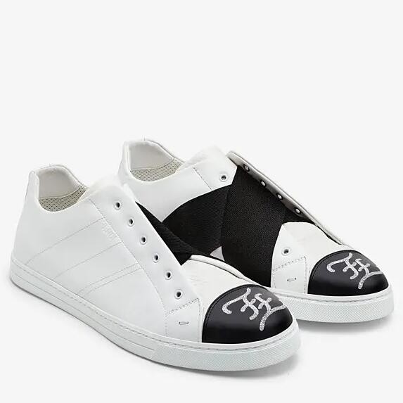 F**di white slip-on sneakers with karligraphy motif