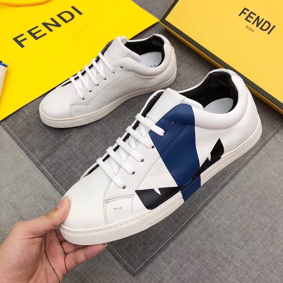 F**di blue sprayed low-tops bag bugs sneakers