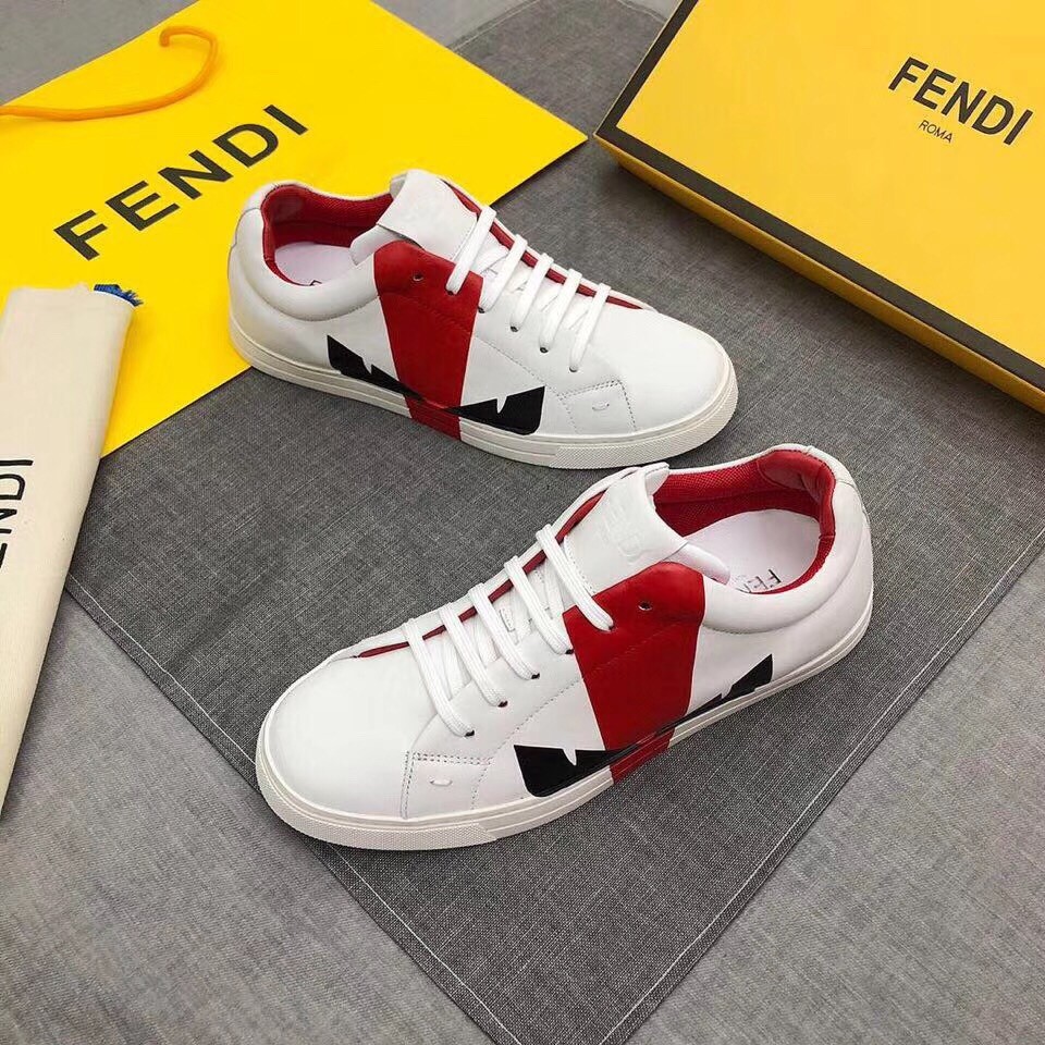 F**di red sprayed low-tops bag bugs sneakers