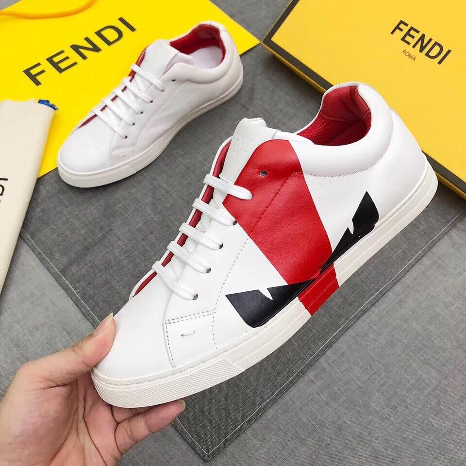 F**di red sprayed low-tops bag bugs sneakers