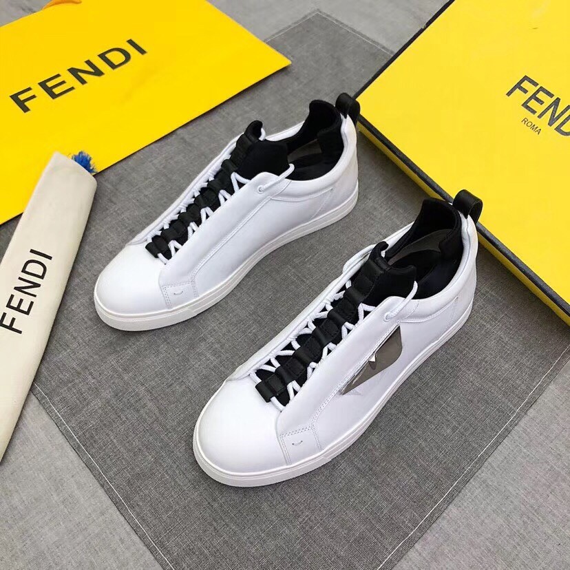 F**di white contrast trim bag bugs eyes sneakers