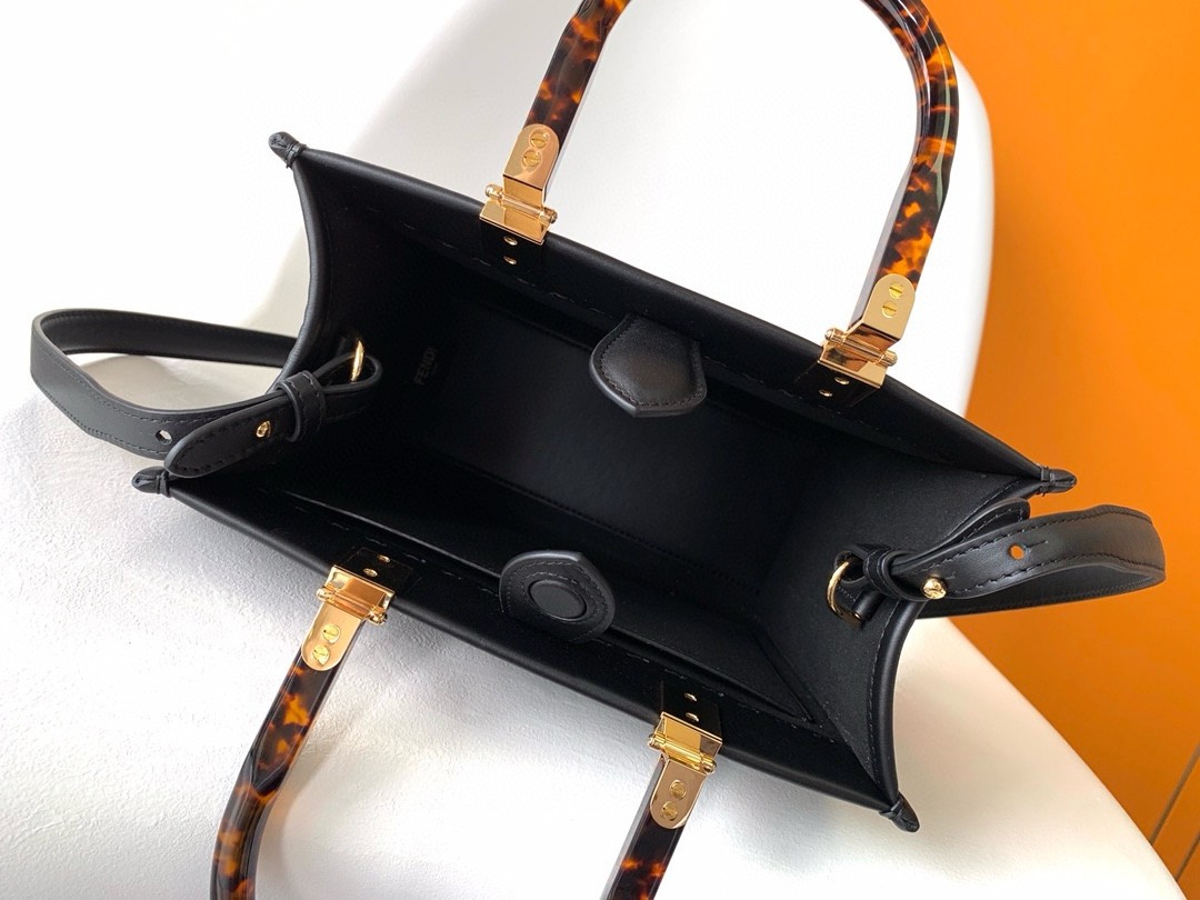 F**di sunshine small tote bag in black calfskin