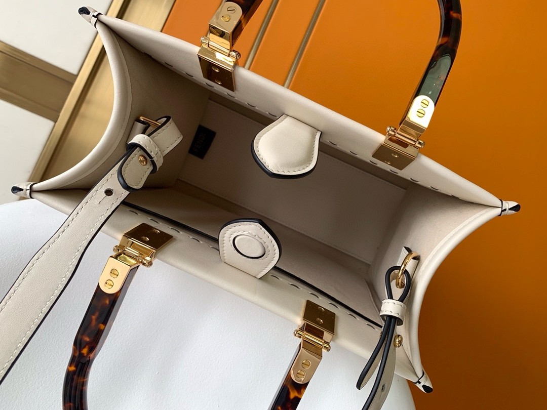 F**di sunshine small tote bag in white calfskin