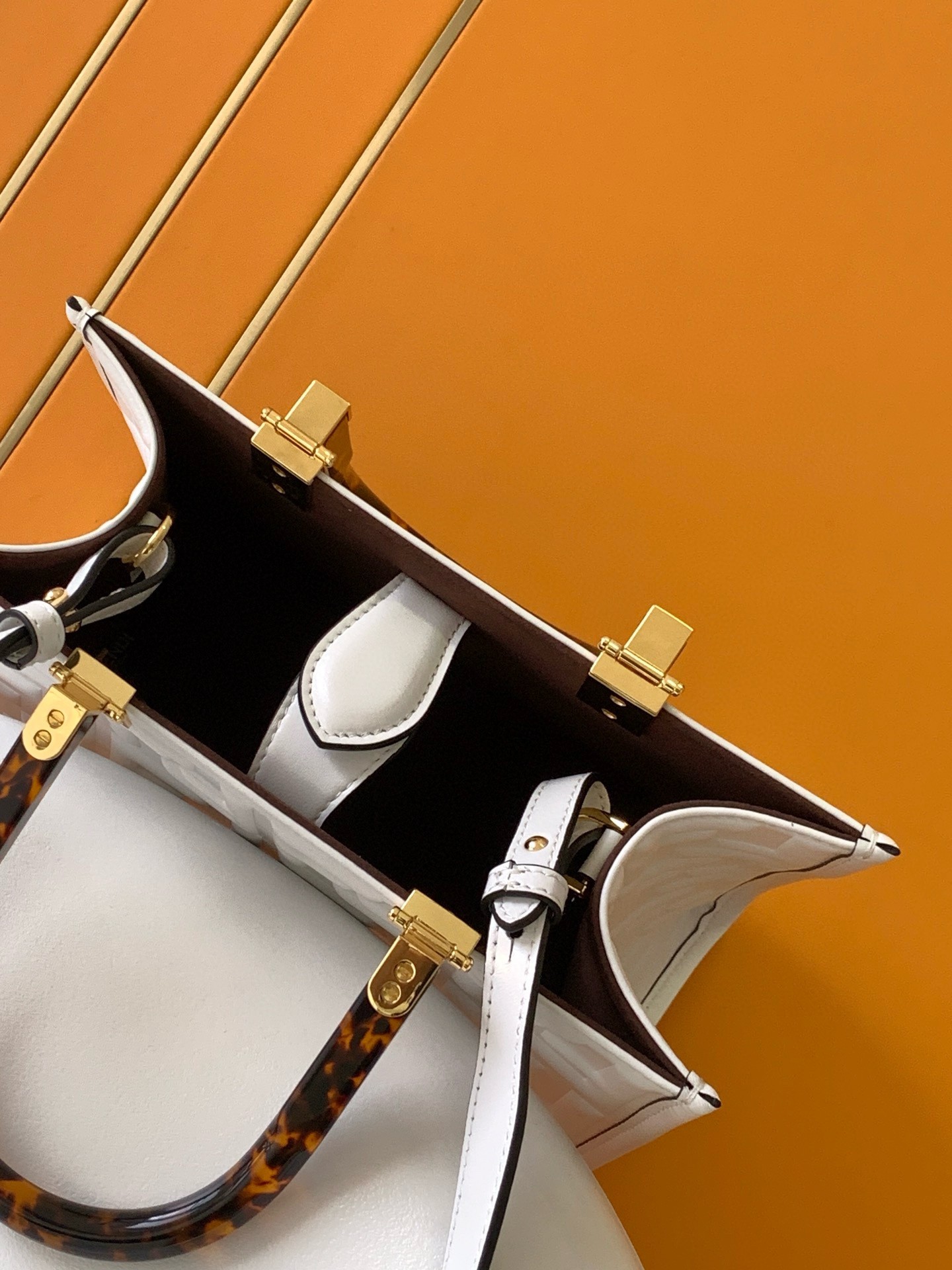 F**di sunshine small tote bag in white ff calfskin