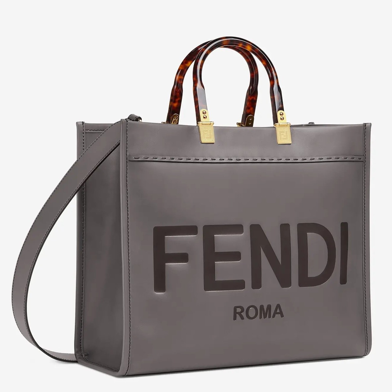 F**di sunshine medium shopper bag in grey calfskin