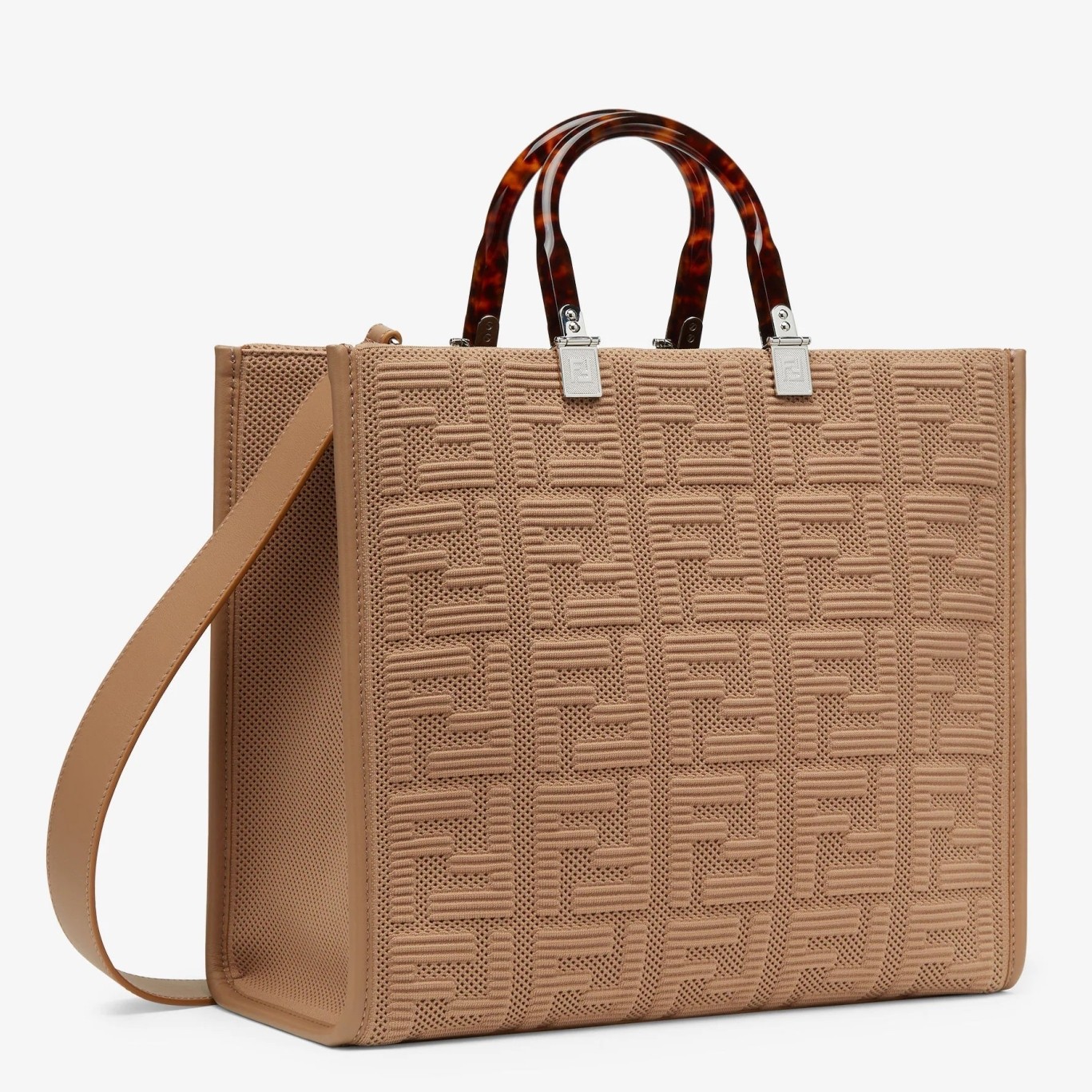 F**di sunshine medium shopper bag in beige ff fabric
