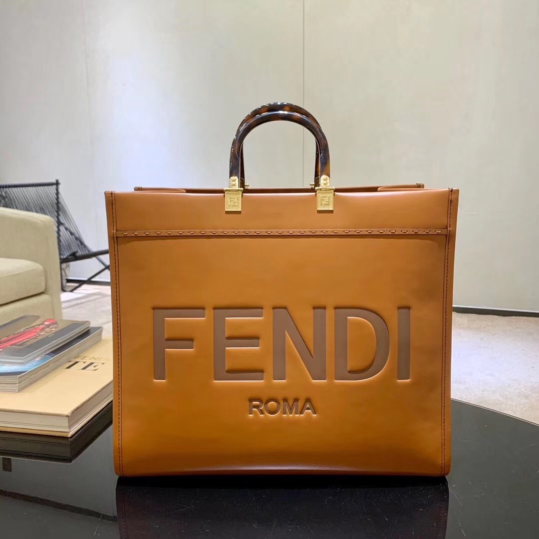 F**di sunshine shopper bag in brown calfskin