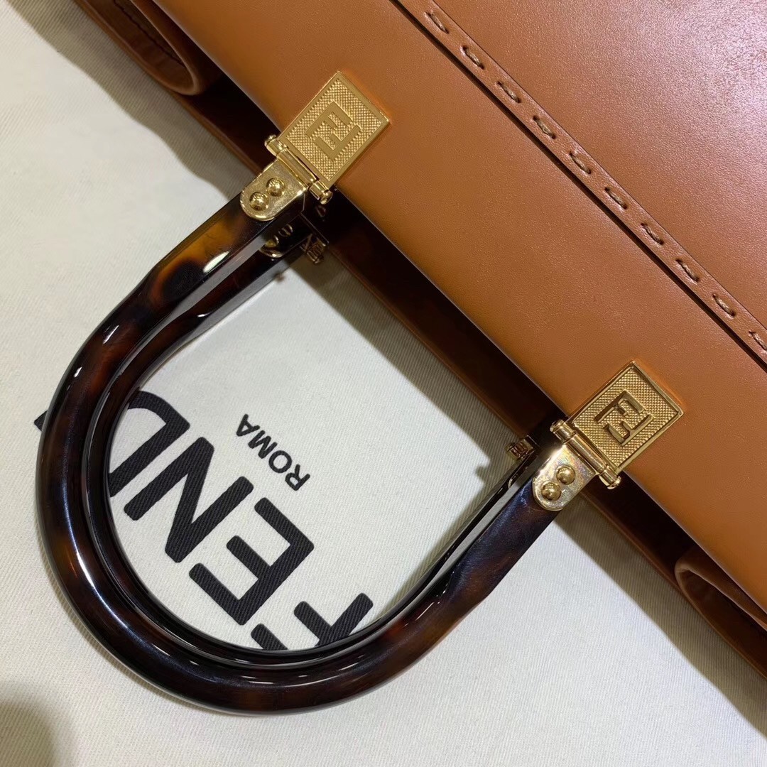 F**di sunshine shopper bag in brown calfskin
