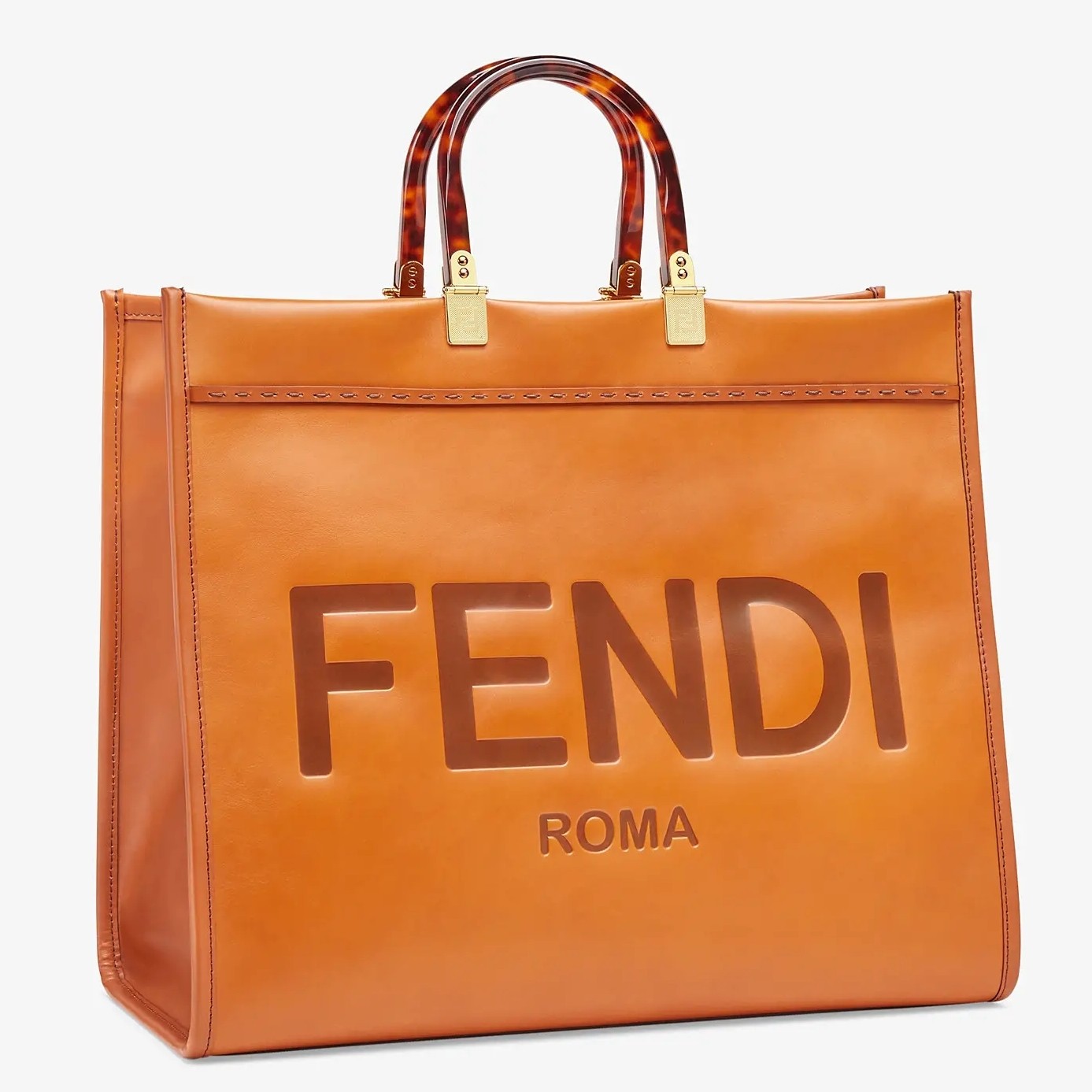F**di sunshine shopper bag in brown calfskin