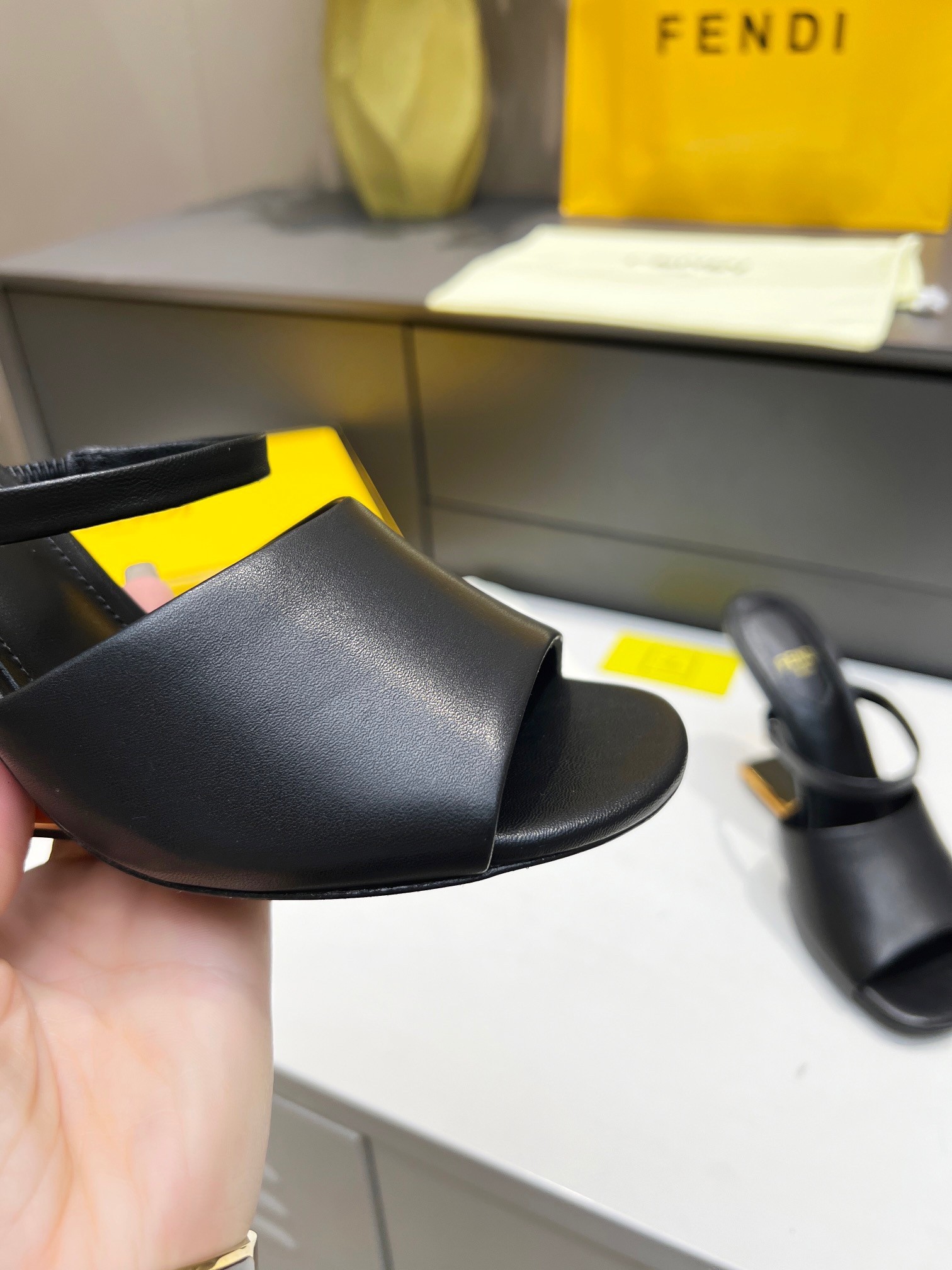 F**di first sandals 95mm in black calfskin