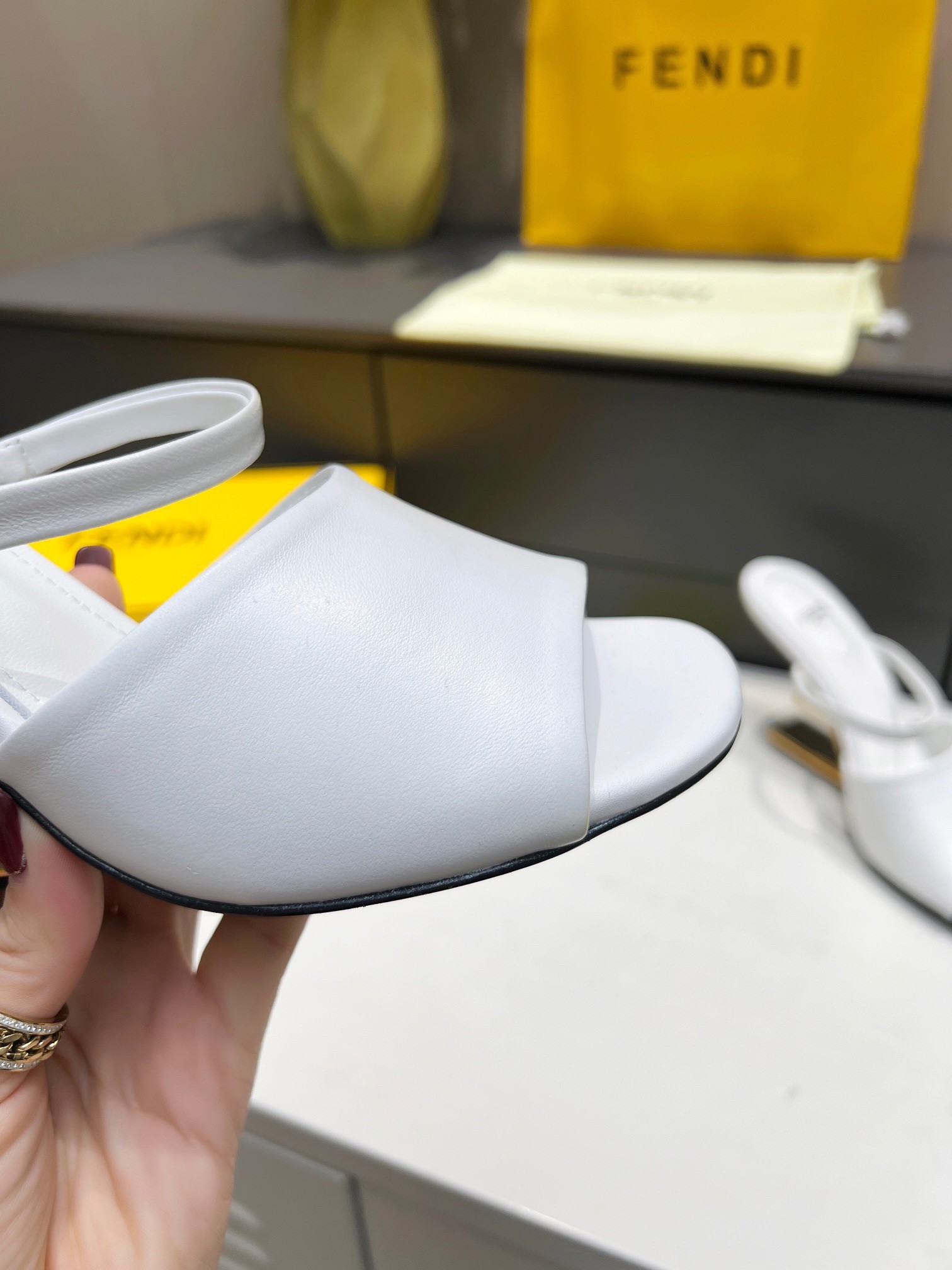 F**di first sandals 95mm in white calfskin