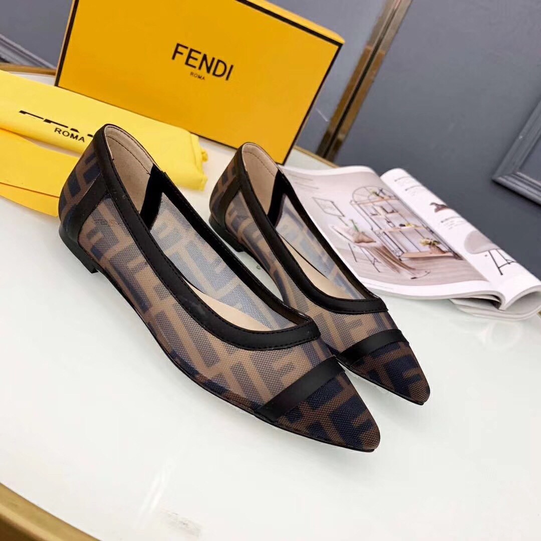 F**di black mesh flats ballerinas