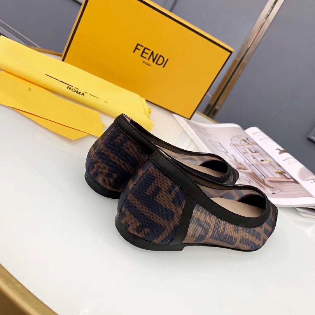 F**di black mesh flats ballerinas