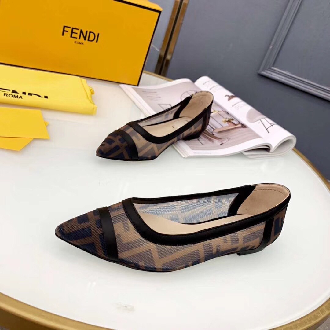 F**di black mesh flats ballerinas