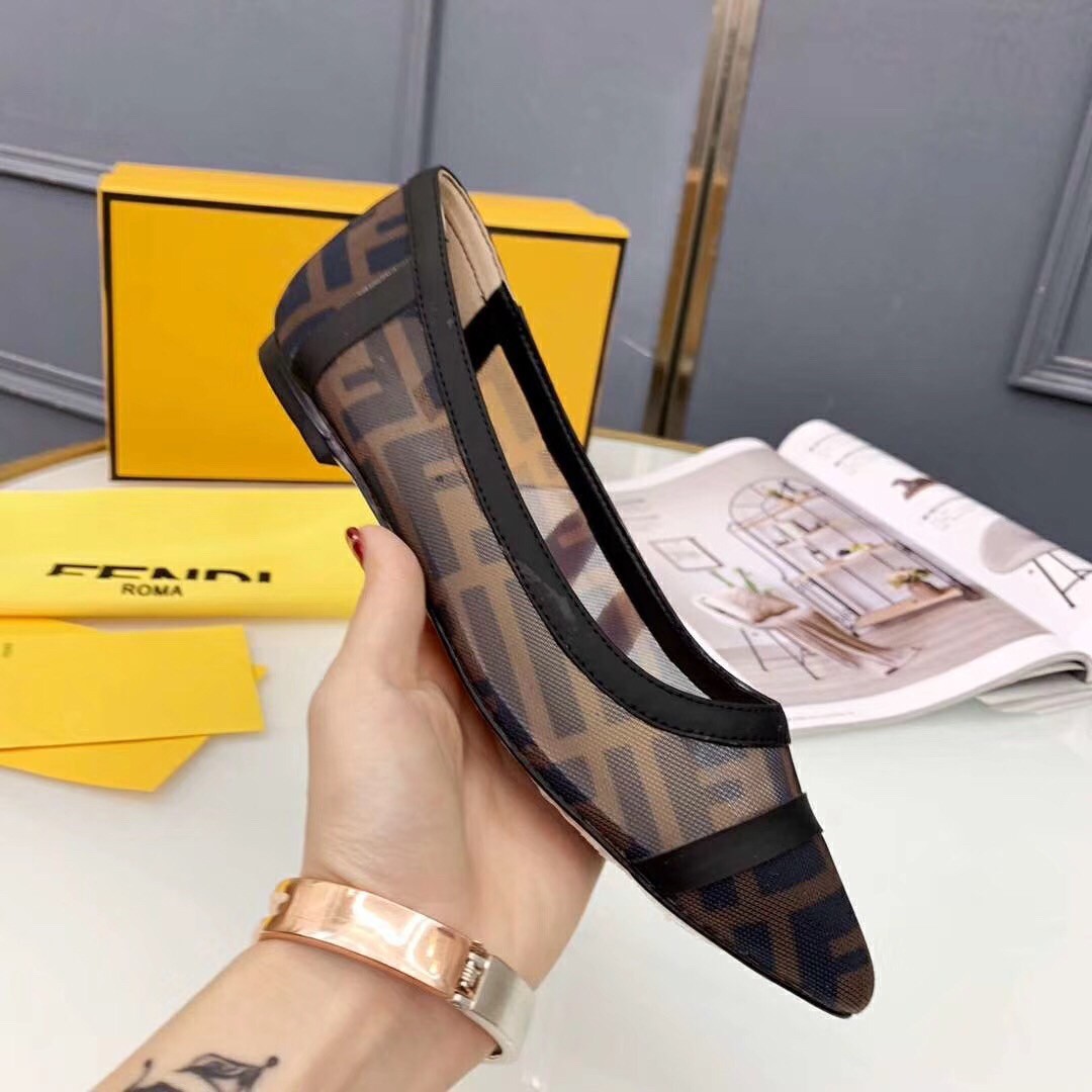 F**di black mesh flats ballerinas