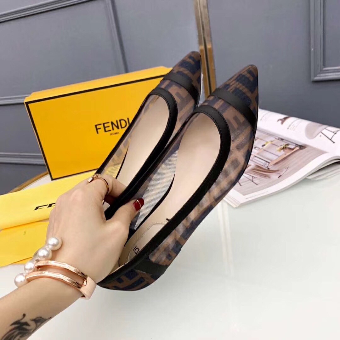 F**di black mesh flats ballerinas