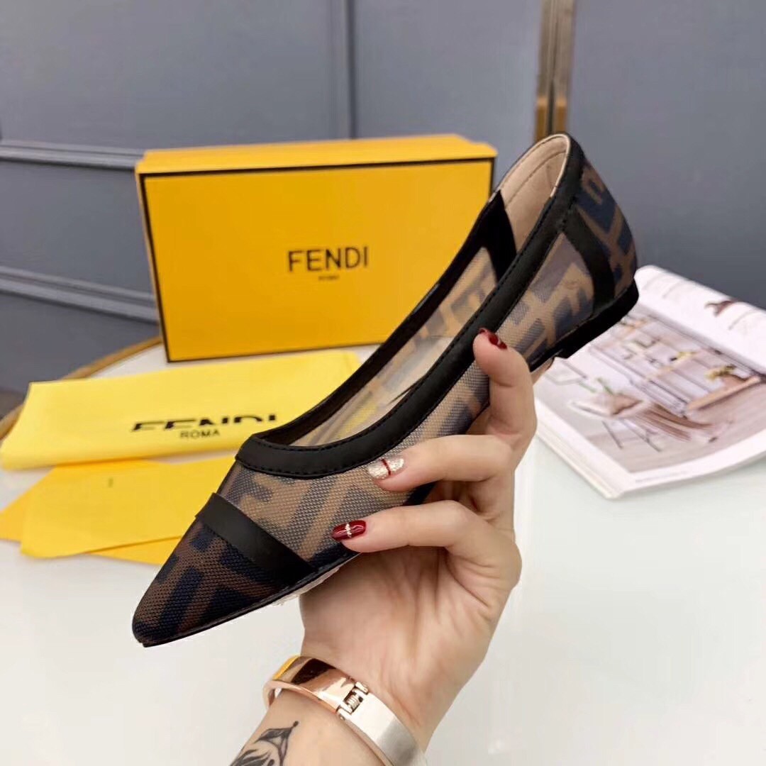 F**di black mesh flats ballerinas