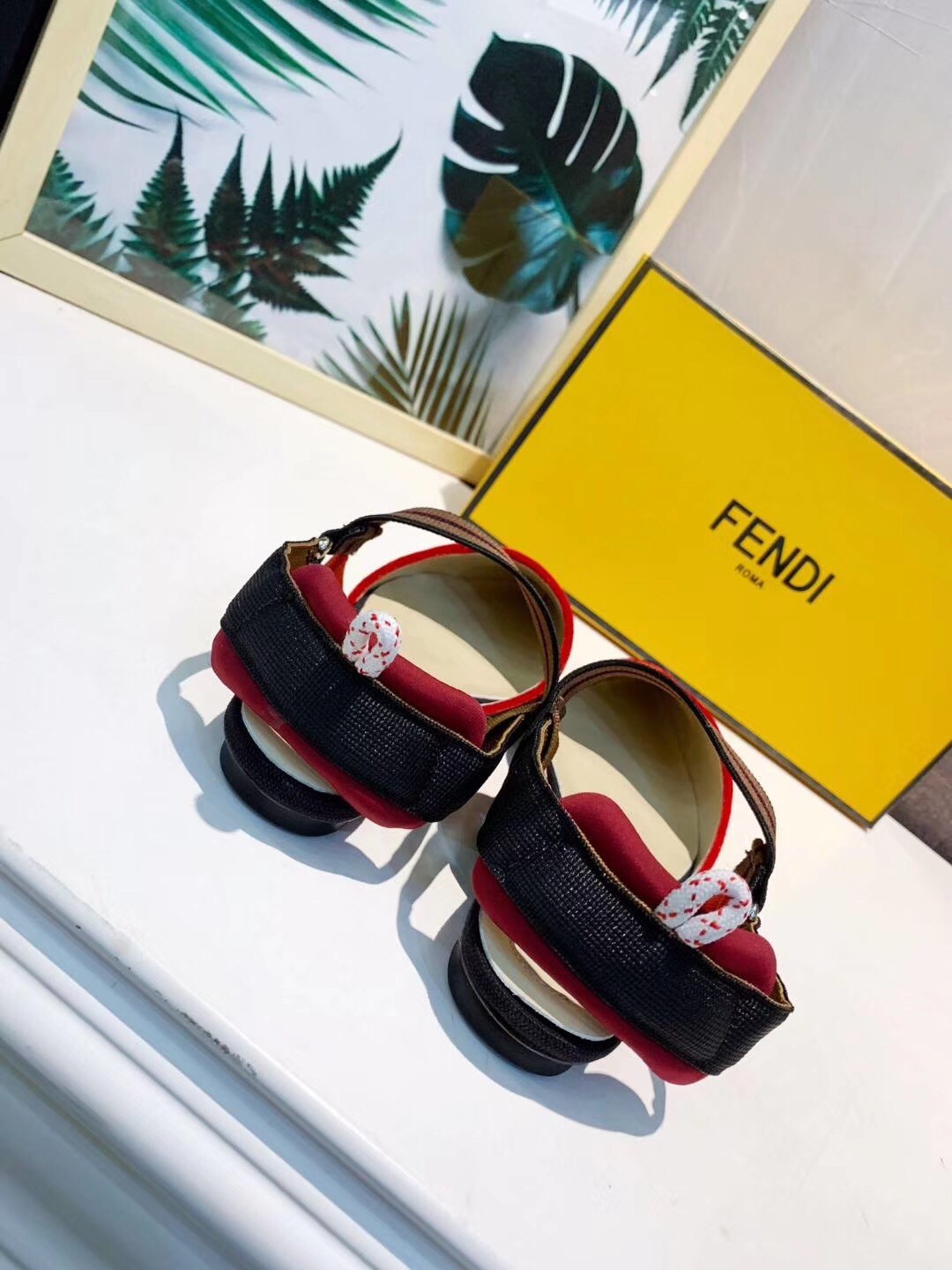 F**di multicolour fabric sabots flat sandals