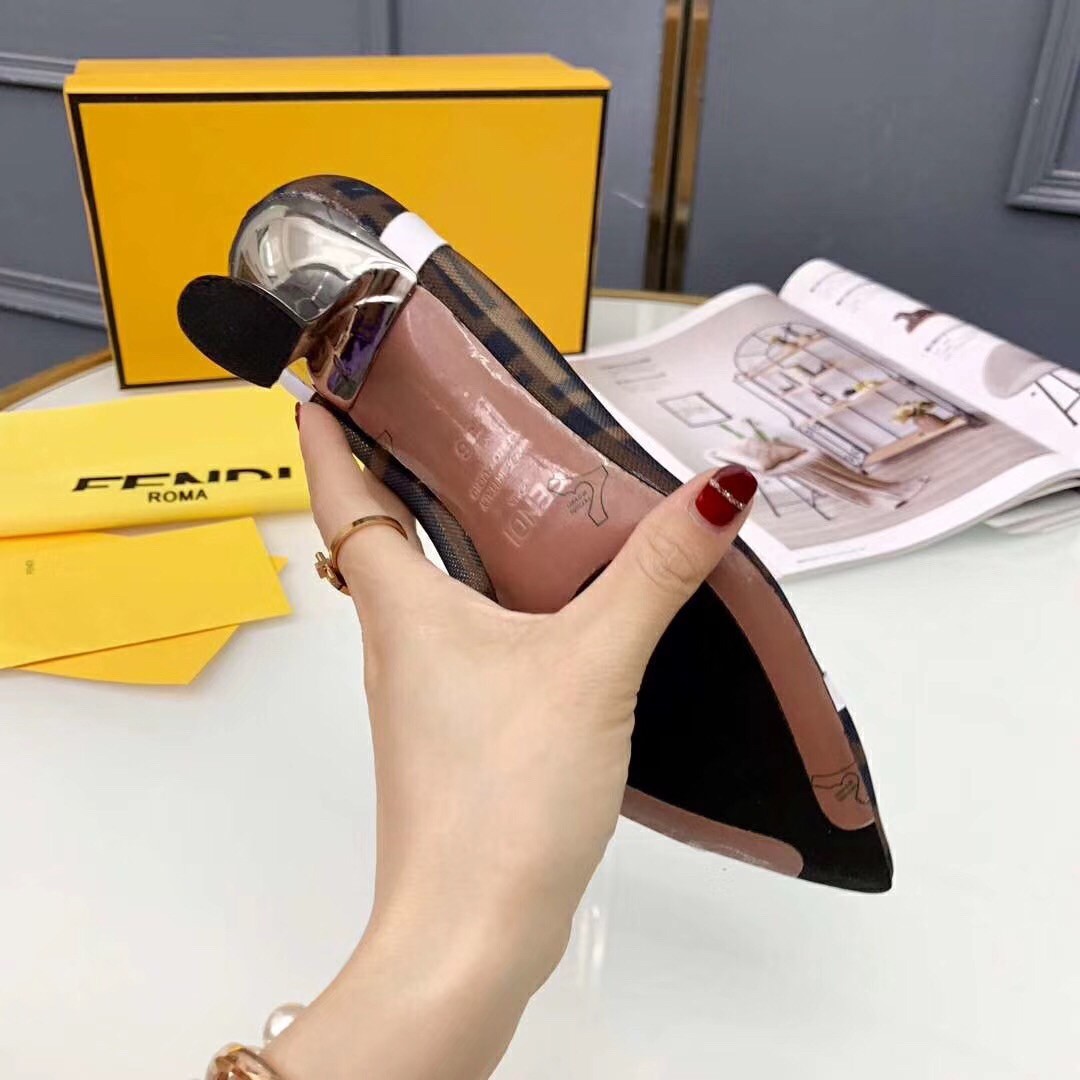 F**di black colibri logo-print mesh pumps 55mm