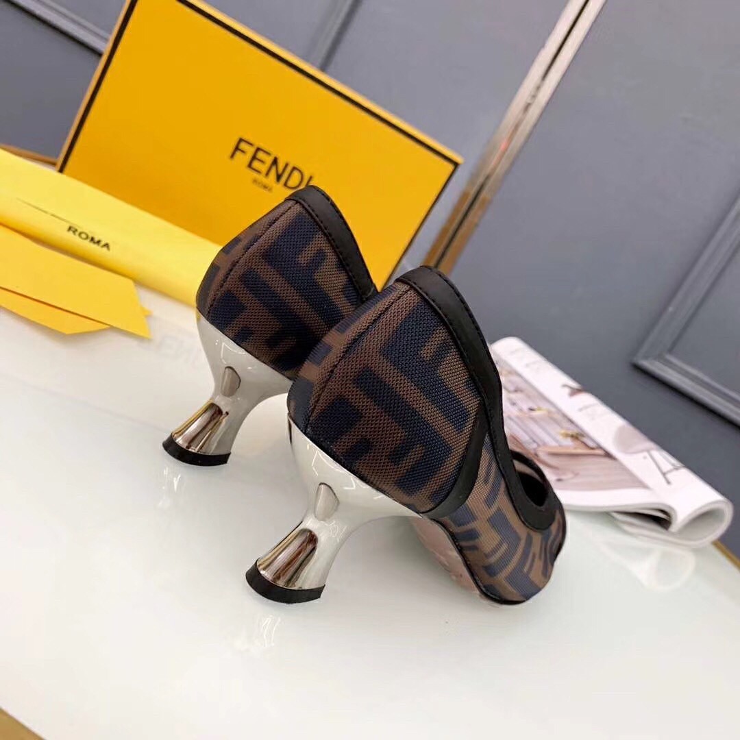 F**di black colibri logo-print mesh pumps 55mm