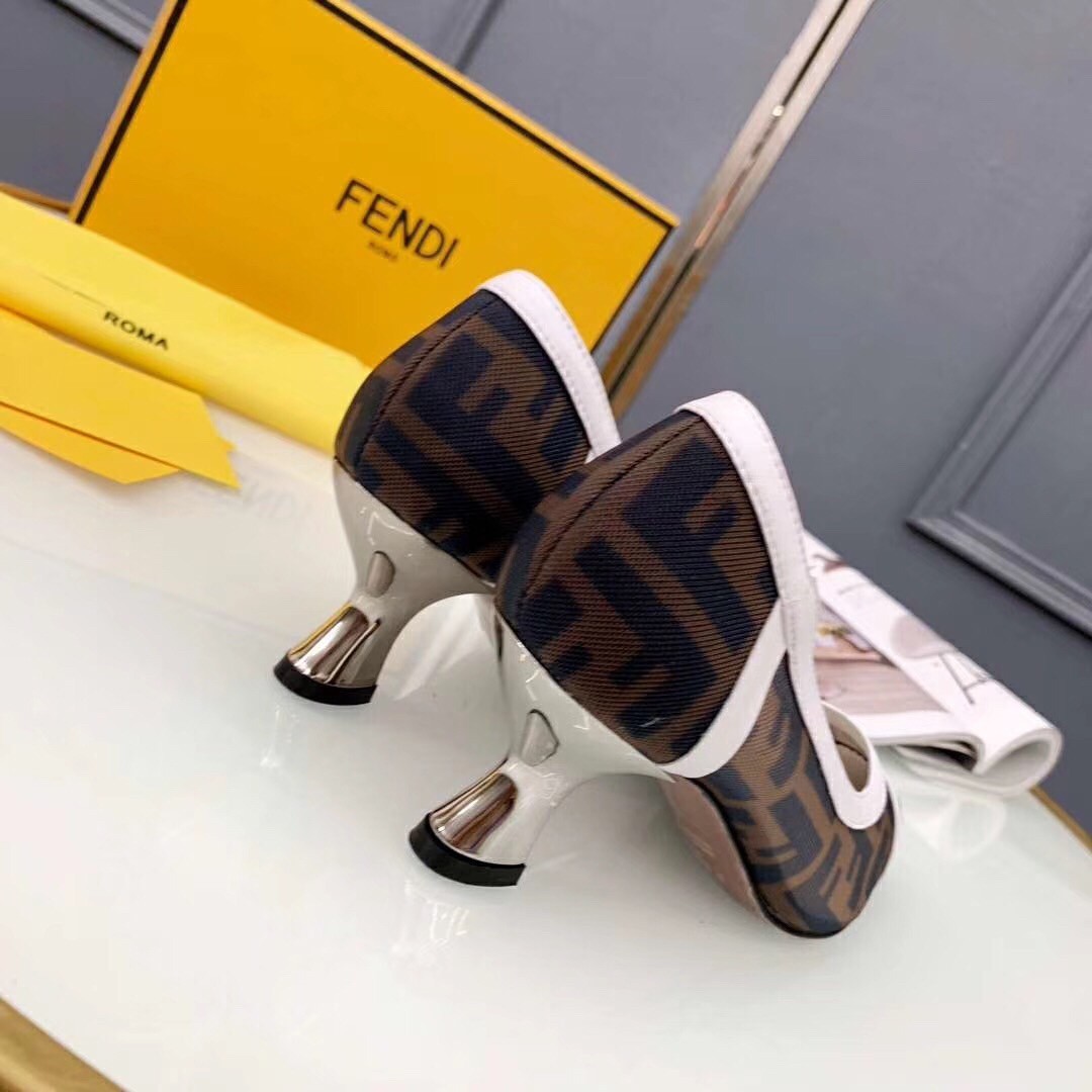 F**di white colibri logo-print mesh pumps 55mm