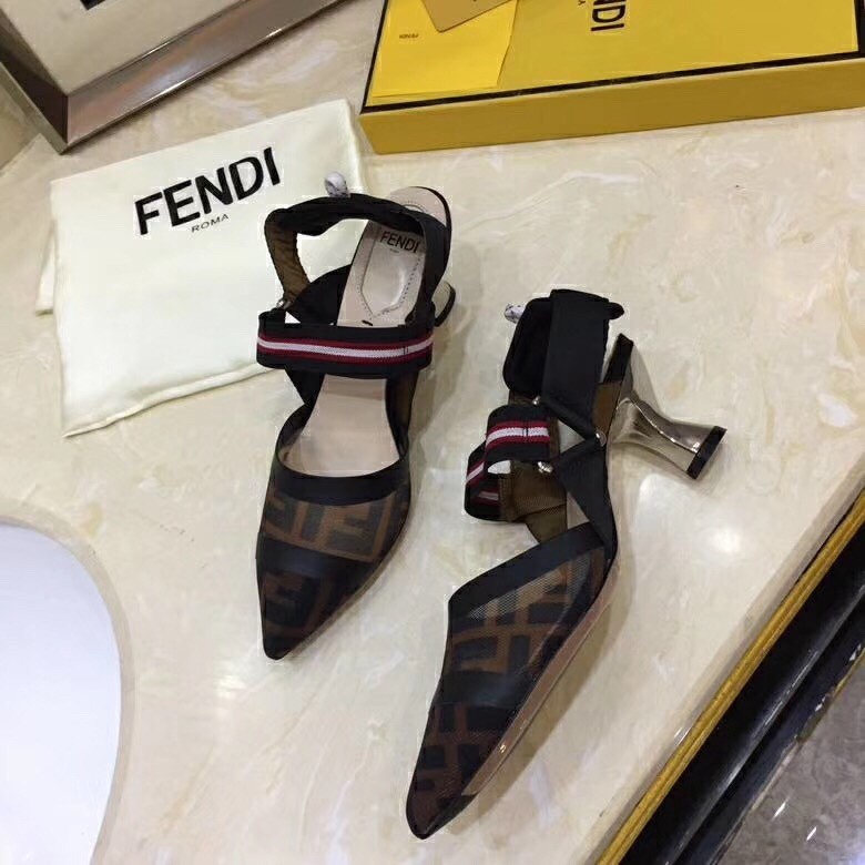 F**di multicolor mesh colibri slingbacks 55mm