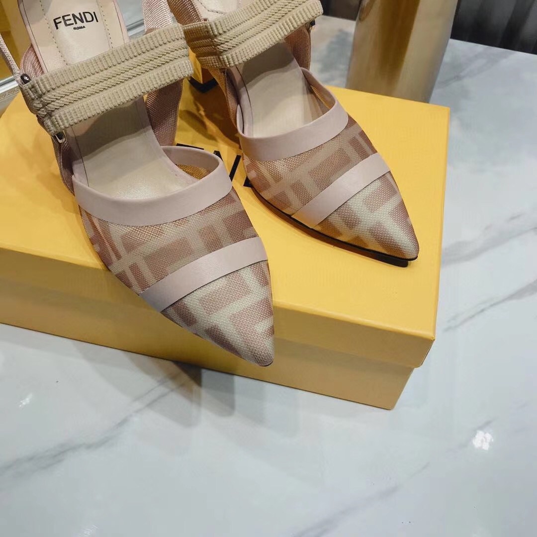 F**di pink mesh colibri slingbacks 55mm pumps