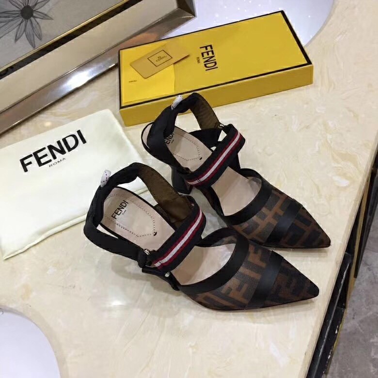 F**di multicolor mesh colibri slingbacks 85mm