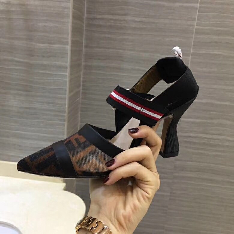 F**di multicolor mesh colibri slingbacks 85mm
