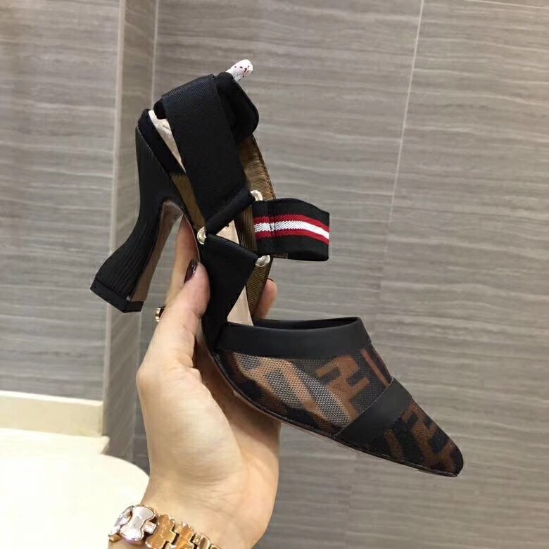 F**di multicolor mesh colibri slingbacks 85mm