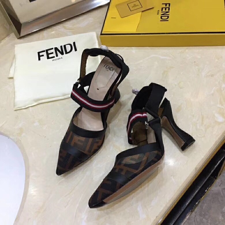 F**di multicolor mesh colibri slingbacks 85mm