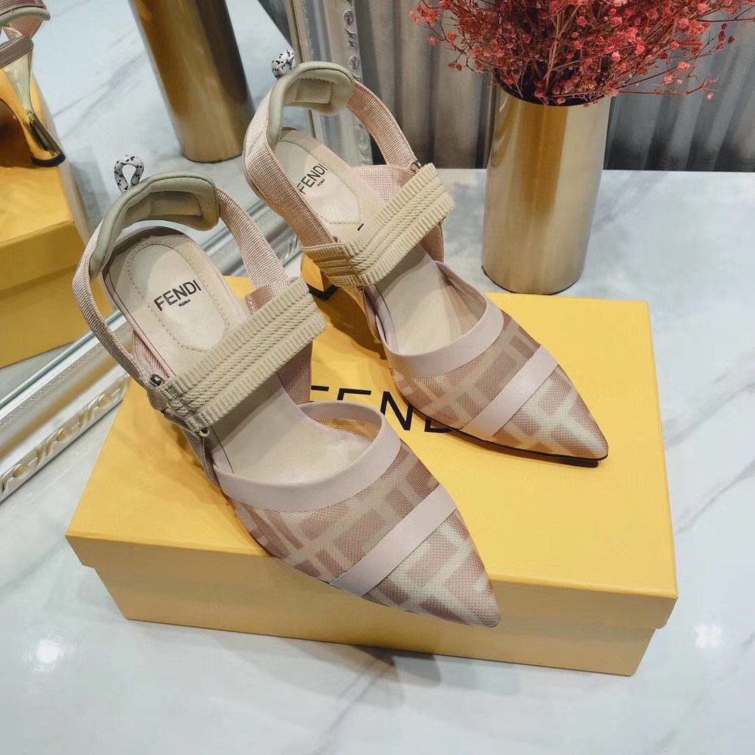 F**di pink mesh colibri slingbacks 85mm pumps