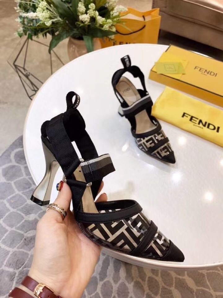 F**di black pu colibri slingbacks 85mm pumps
