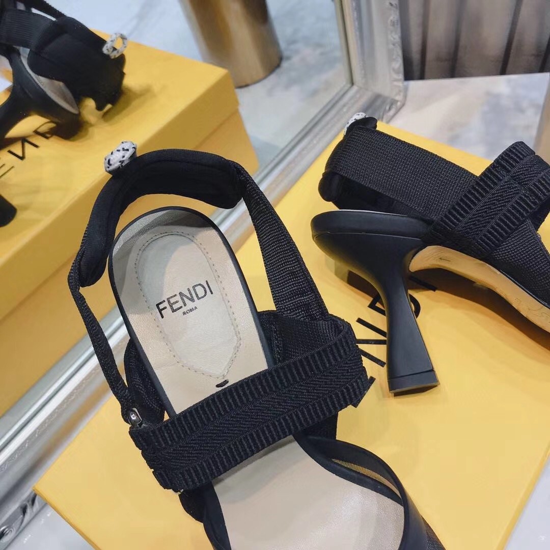 F**di black mesh colibri slingbacks 85mm pumps