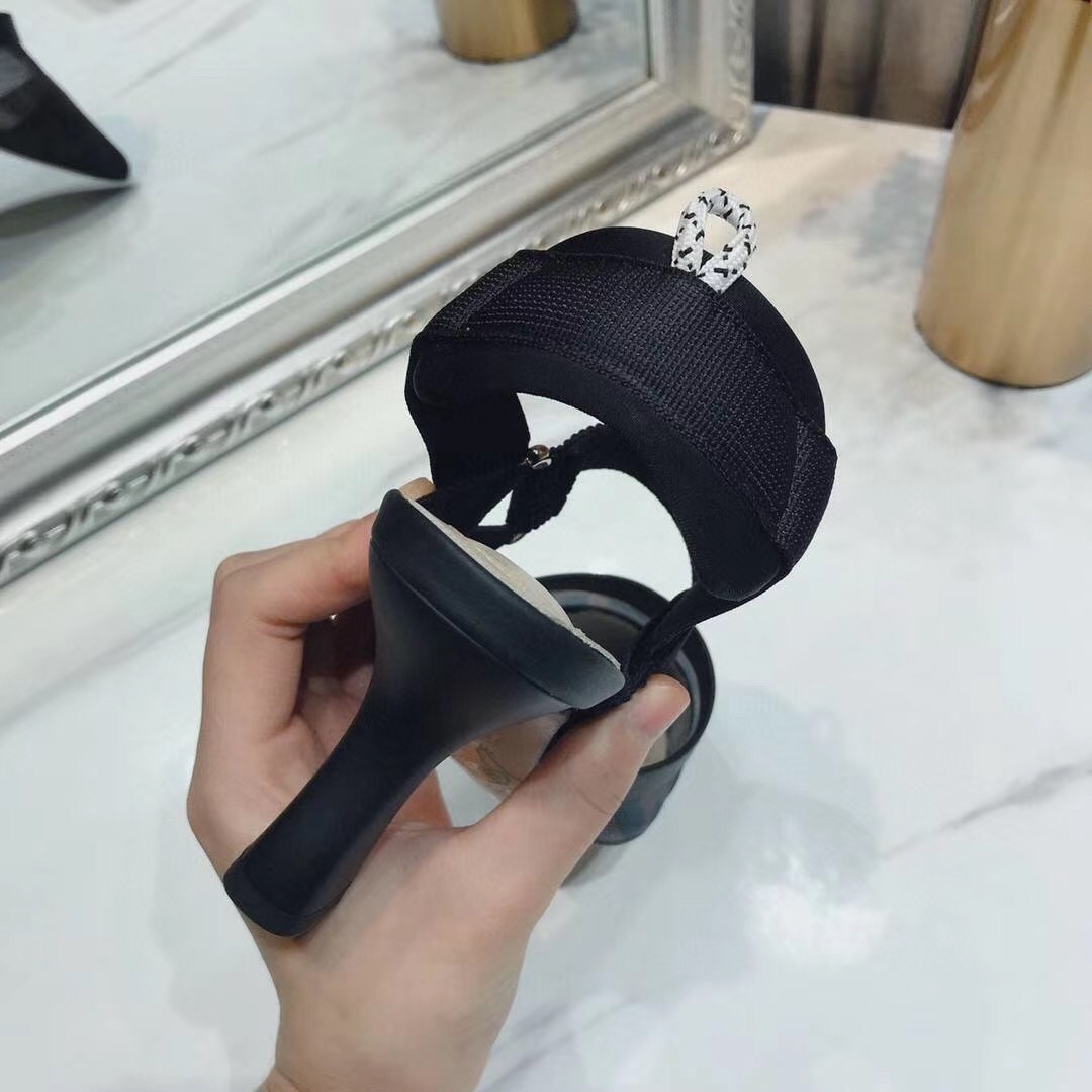 F**di black mesh colibri slingbacks 85mm pumps